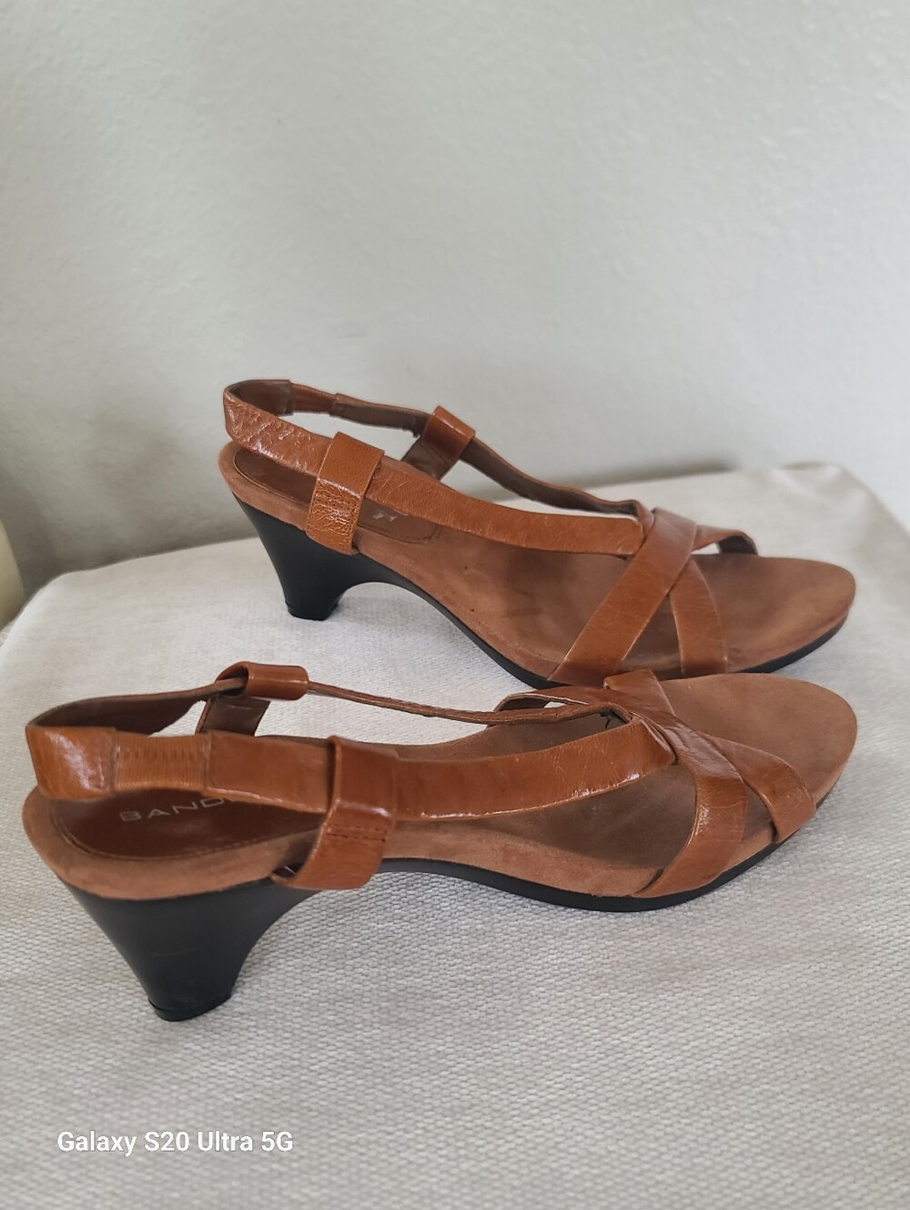 Bandolino Comfortable Brown Leather Slingback Heeled Sandals Size 7